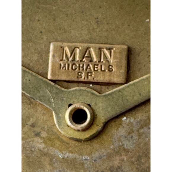 80's Vintage Man Michaels Bronze Handmade Propeller Men's Lapel Pin Brooch - Picture 4 of 5